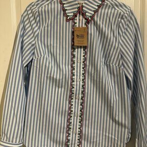Boden Blue and White Striped  Button Down Shirt